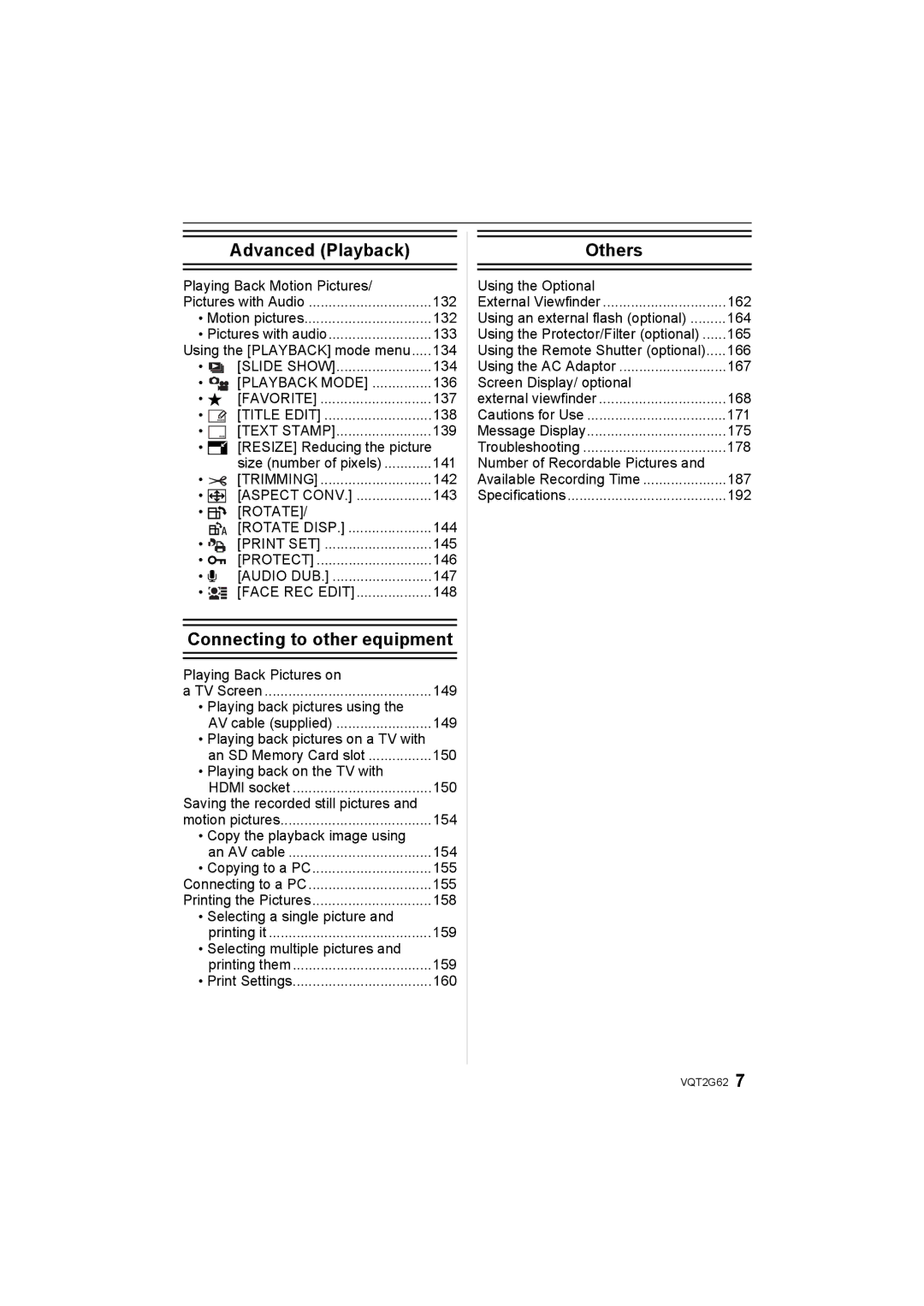 Panasonic DMC-GF1K Playing Back Motion Pictures, 132, 133, Using the Playback mode menu 134, 136, 137, 138, 139, 142, 143 