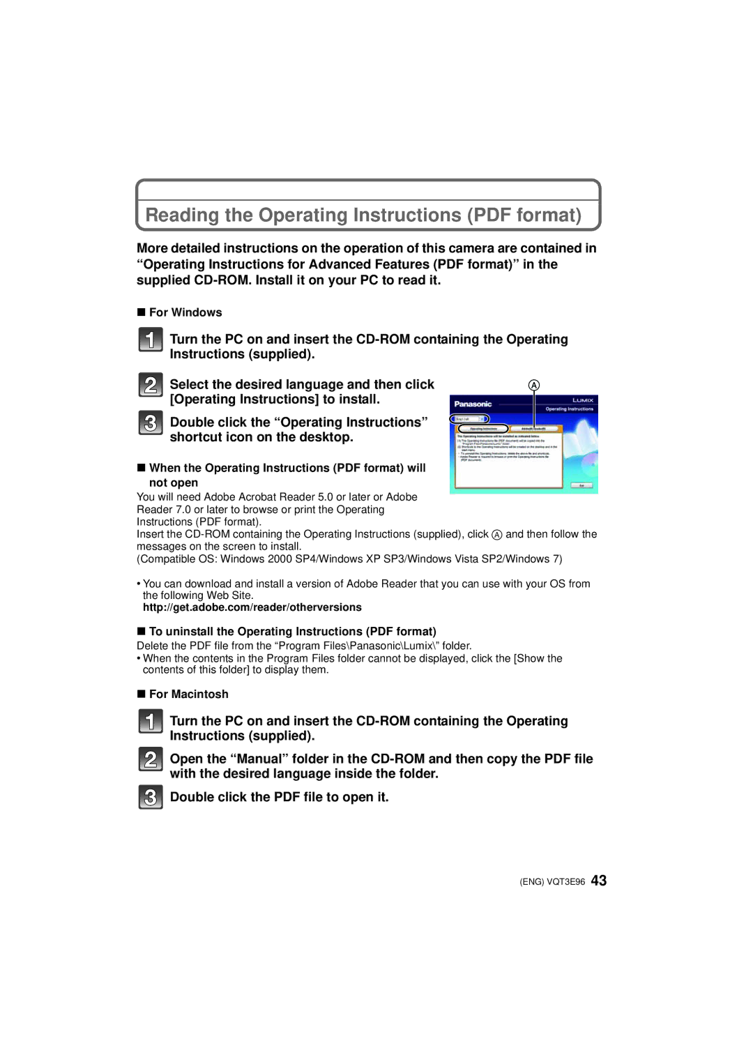 Panasonic DMCGF2CK, DMC-GF2KR, DMCGF2CS, DMCGF2KK, DMCGF2CR operating instructions For Windows, Not open, For Macintosh 