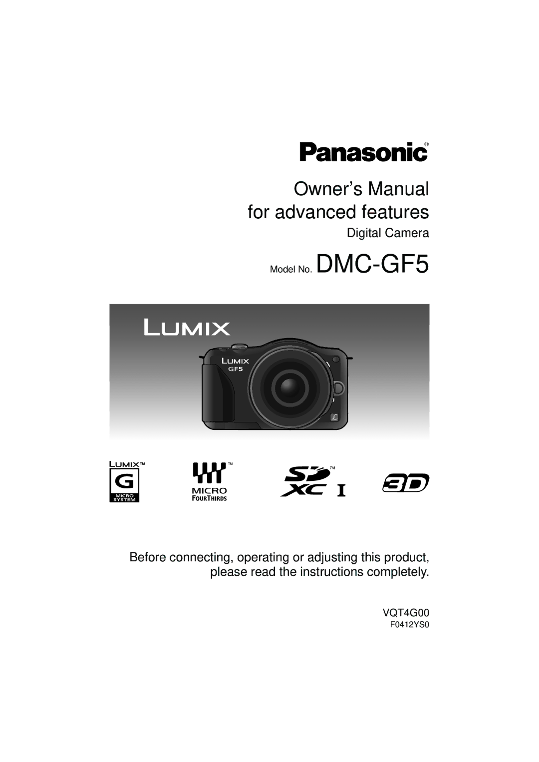 Panasonic DMC-GF5 owner manual F0412YS0 
