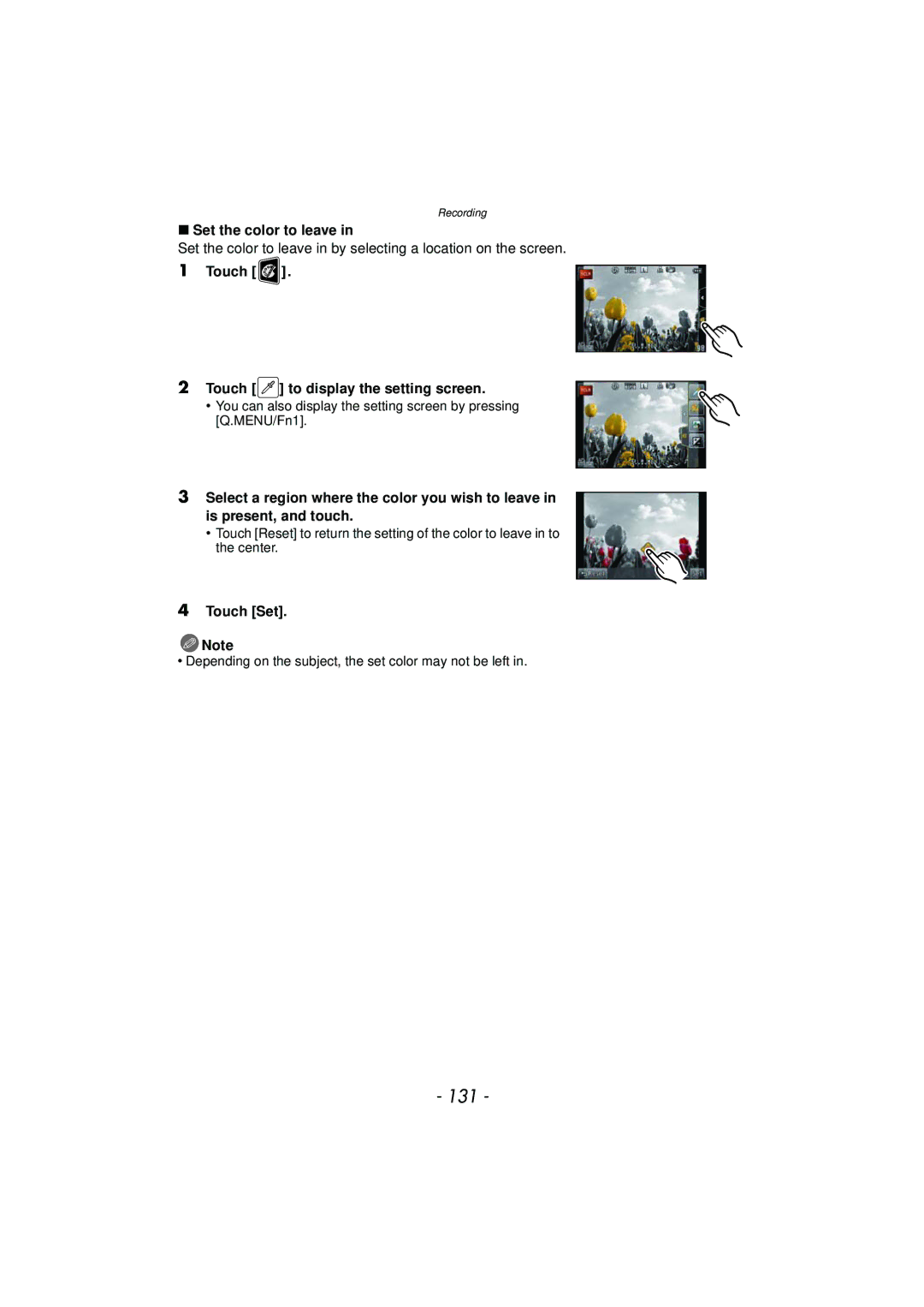 Panasonic DMC-GF5 owner manual 131, Set the color to leave 