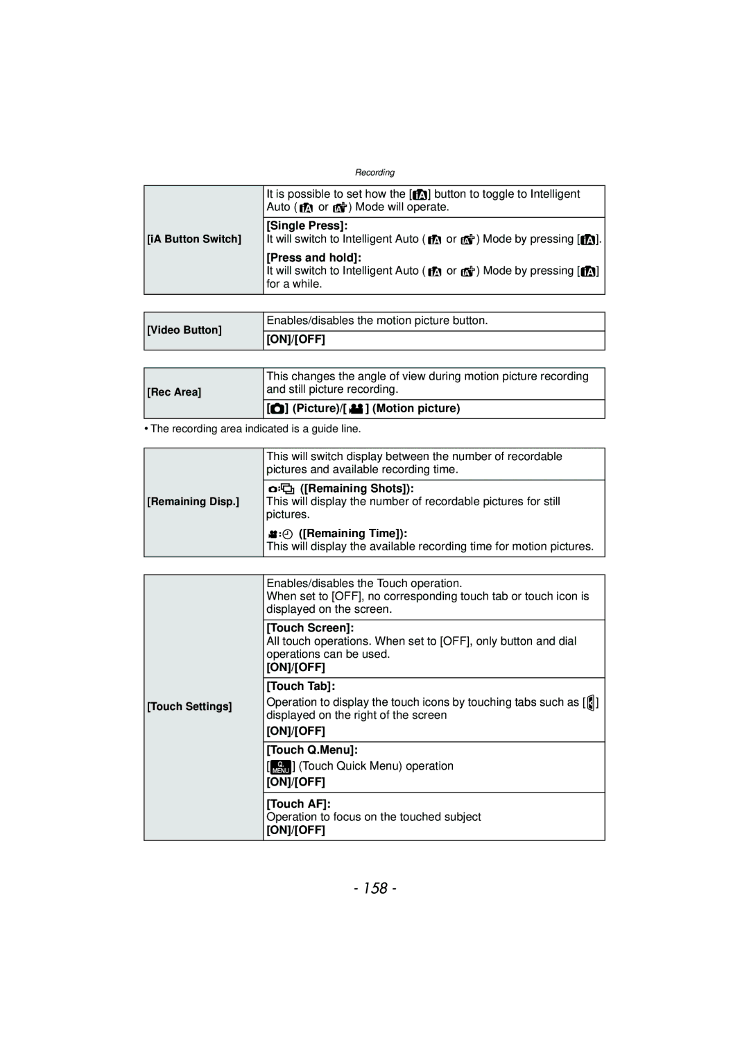 Panasonic DMC-GF5 owner manual 158 