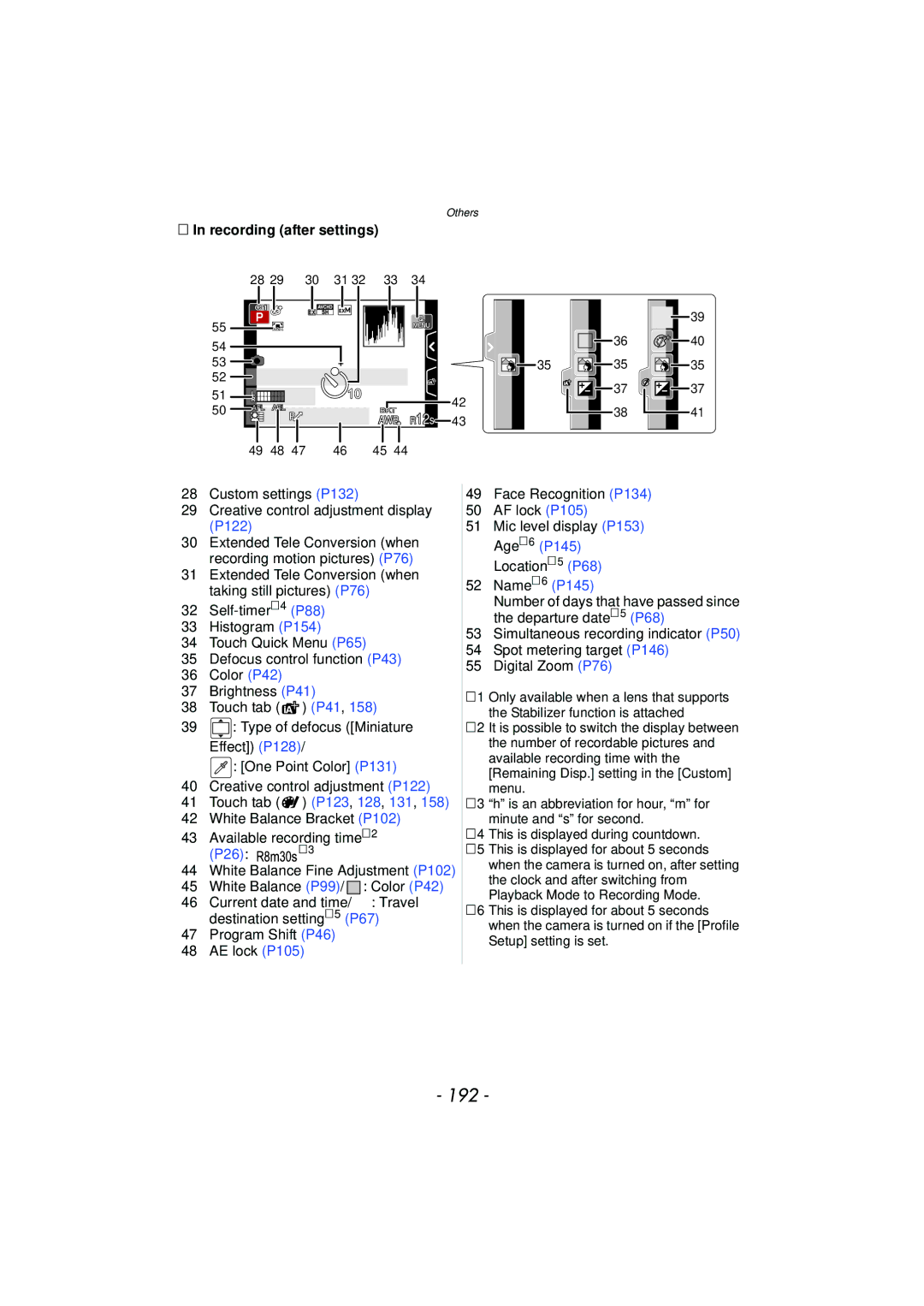 Panasonic DMC-GF5 owner manual 192, Recording after settings 