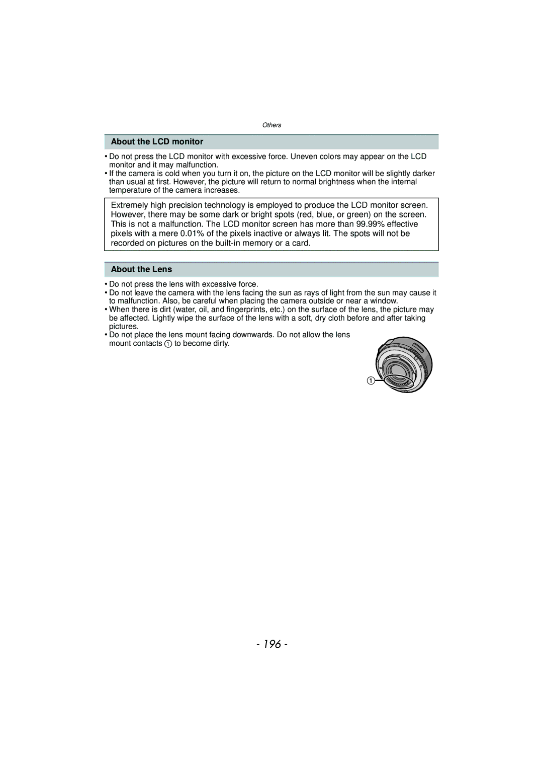 Panasonic DMC-GF5 owner manual 196, About the LCD monitor, About the Lens 