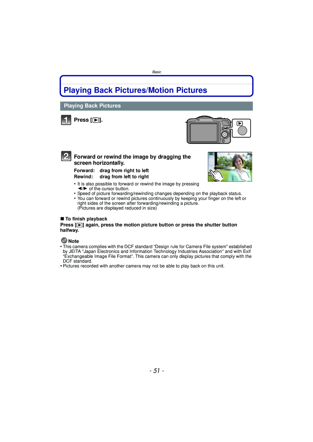 Panasonic DMC-GF5 owner manual Playing Back Pictures/Motion Pictures 