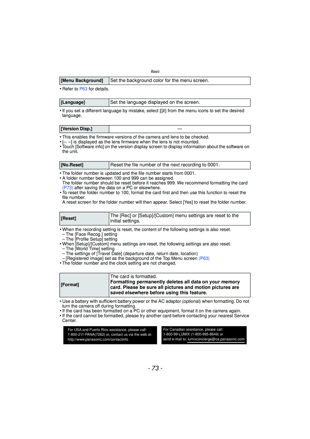 Panasonic DMC-GF5 owner manual Set the language displayed on the screen, Reset the file number of the next recording to 