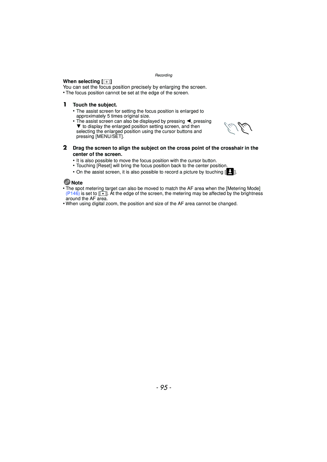 Panasonic DMC-GF5 owner manual Focus position cannot be set at the edge of the screen 