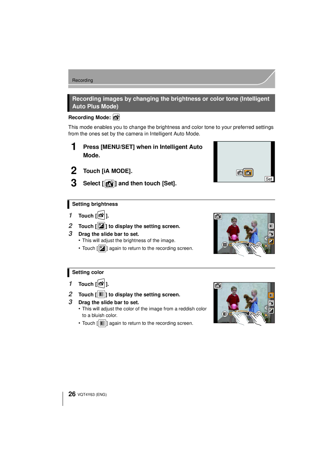 Panasonic DMC-GF6K owner manual Press MENU/SET when in Intelligent Auto, Mode Touch iA Mode Select Then touch Set 