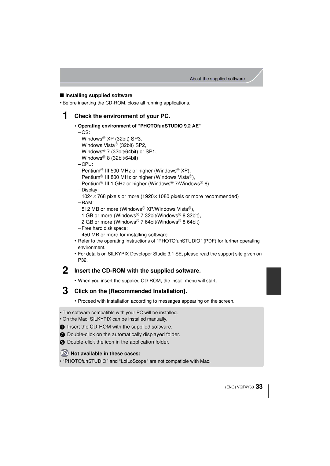 Panasonic DMC-GF6K owner manual Check the environment of your PC, Insert the CD-ROM with the supplied software 