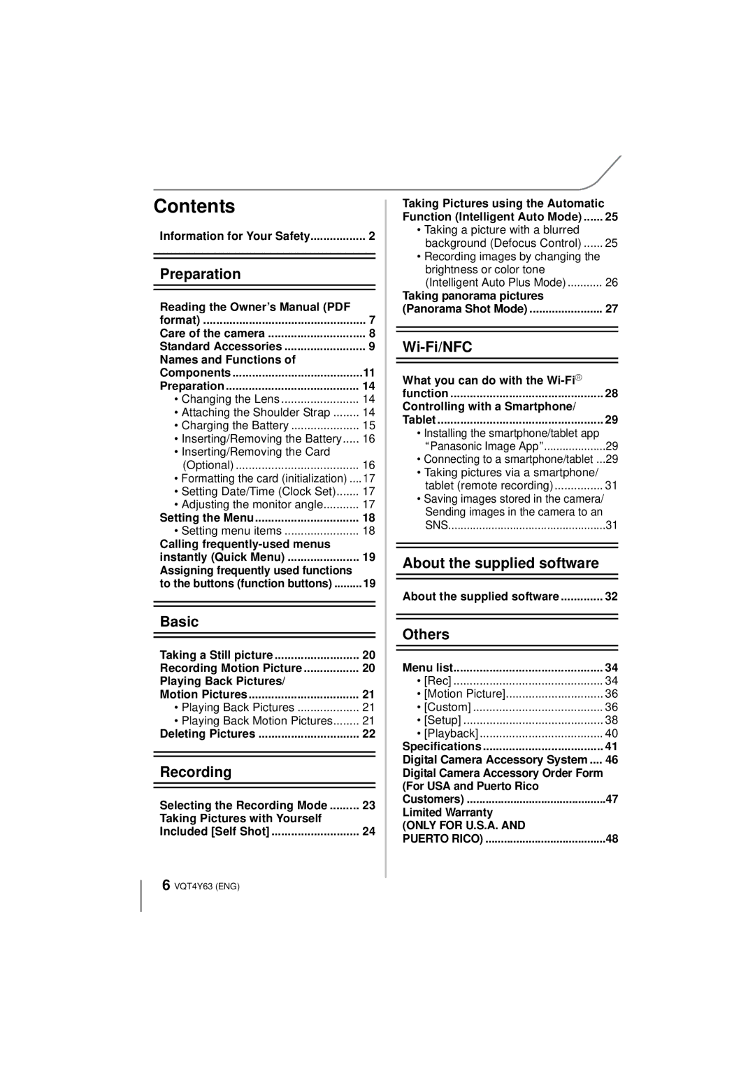 Panasonic DMC-GF6K owner manual Contents 