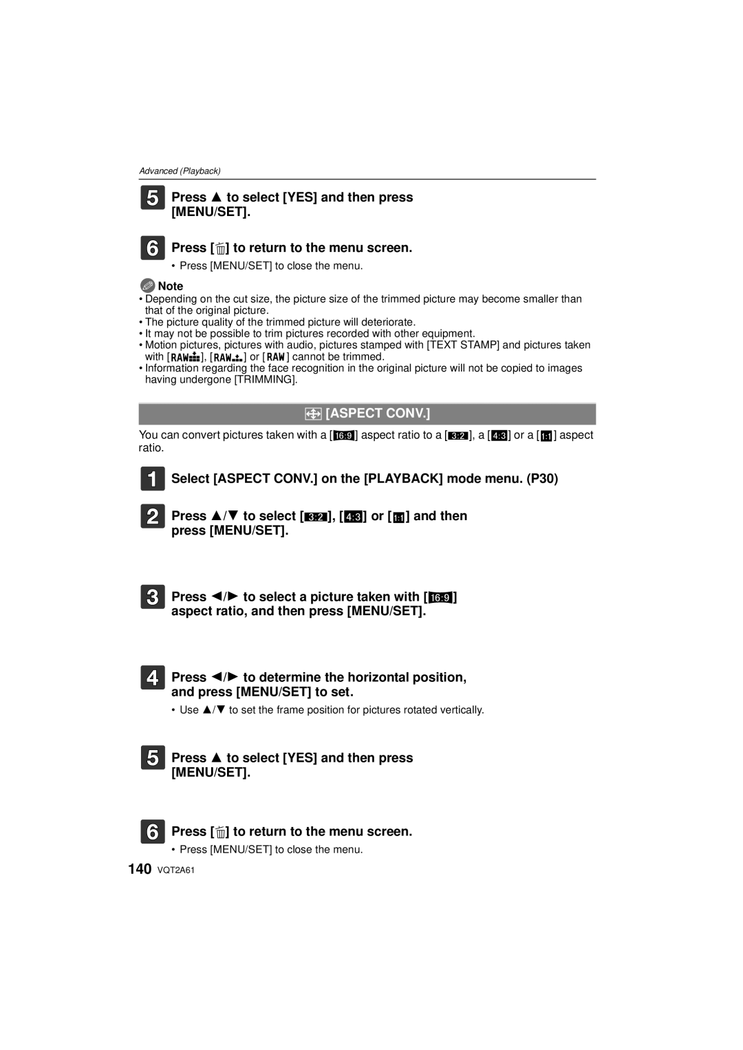 Panasonic DMC-GH1K operating instructions ? Aspect Conv 