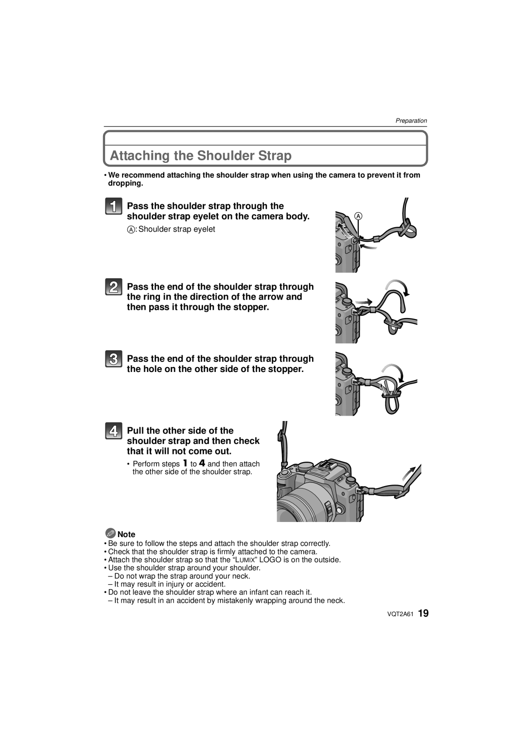 Panasonic DMC-GH1K operating instructions Attaching the Shoulder Strap, Shoulder strap eyelet 