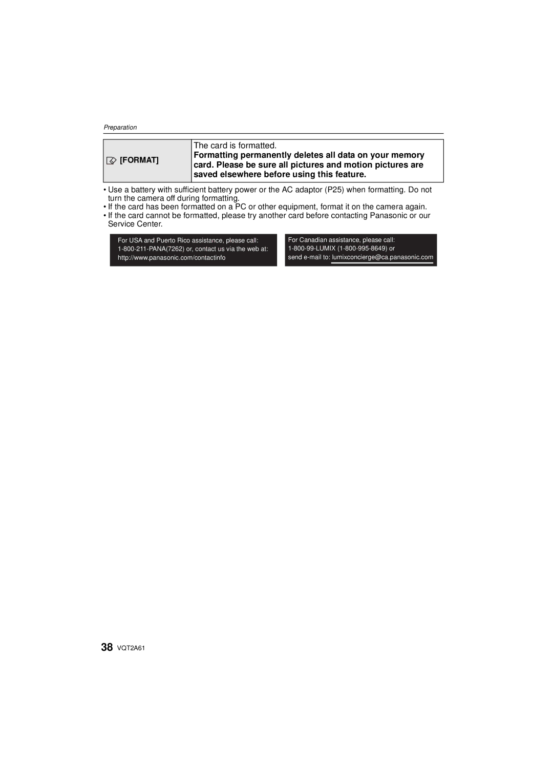 Panasonic DMC-GH1K operating instructions Card is formatted 