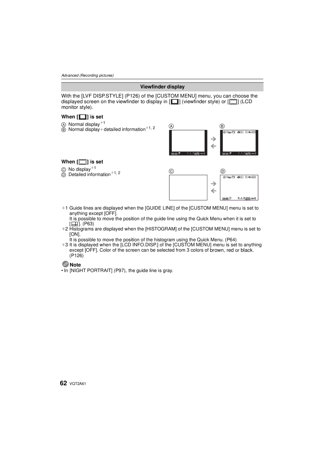 Panasonic DMC-GH1K operating instructions Viewfinder display, Normal display¢1 Normal displayidetailed information¢1 