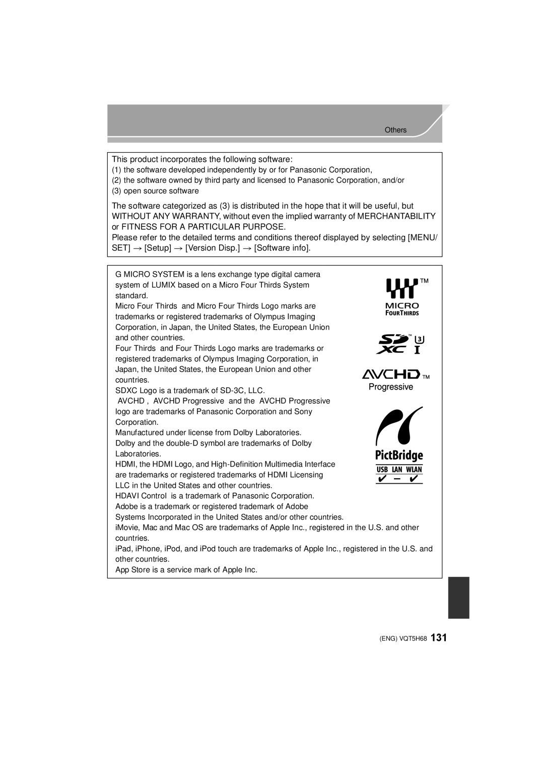 Panasonic DMC-GH4 owner manual This product incorporates the following software 