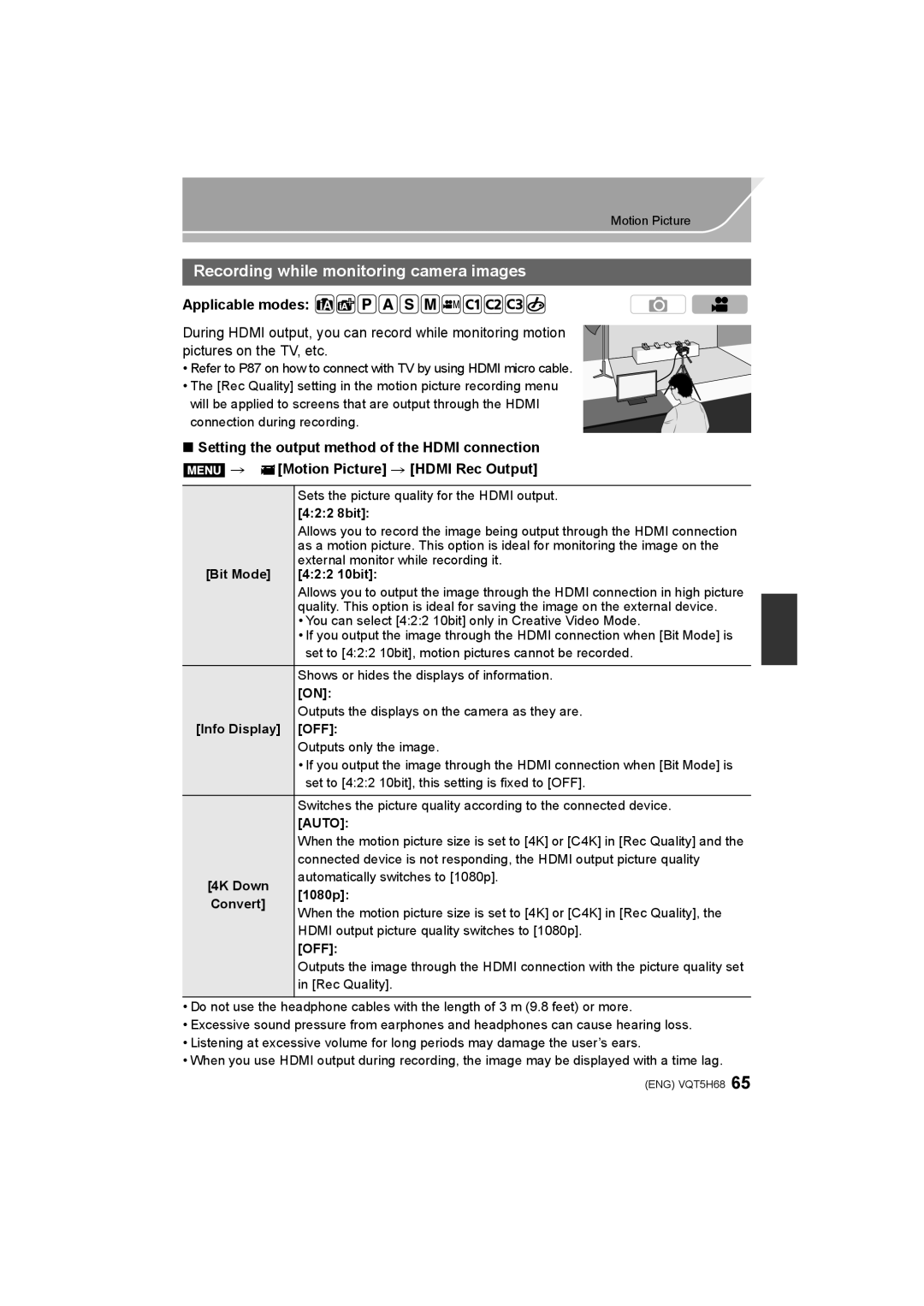 Panasonic DMC-GH4 owner manual Recording while monitoring camera images 