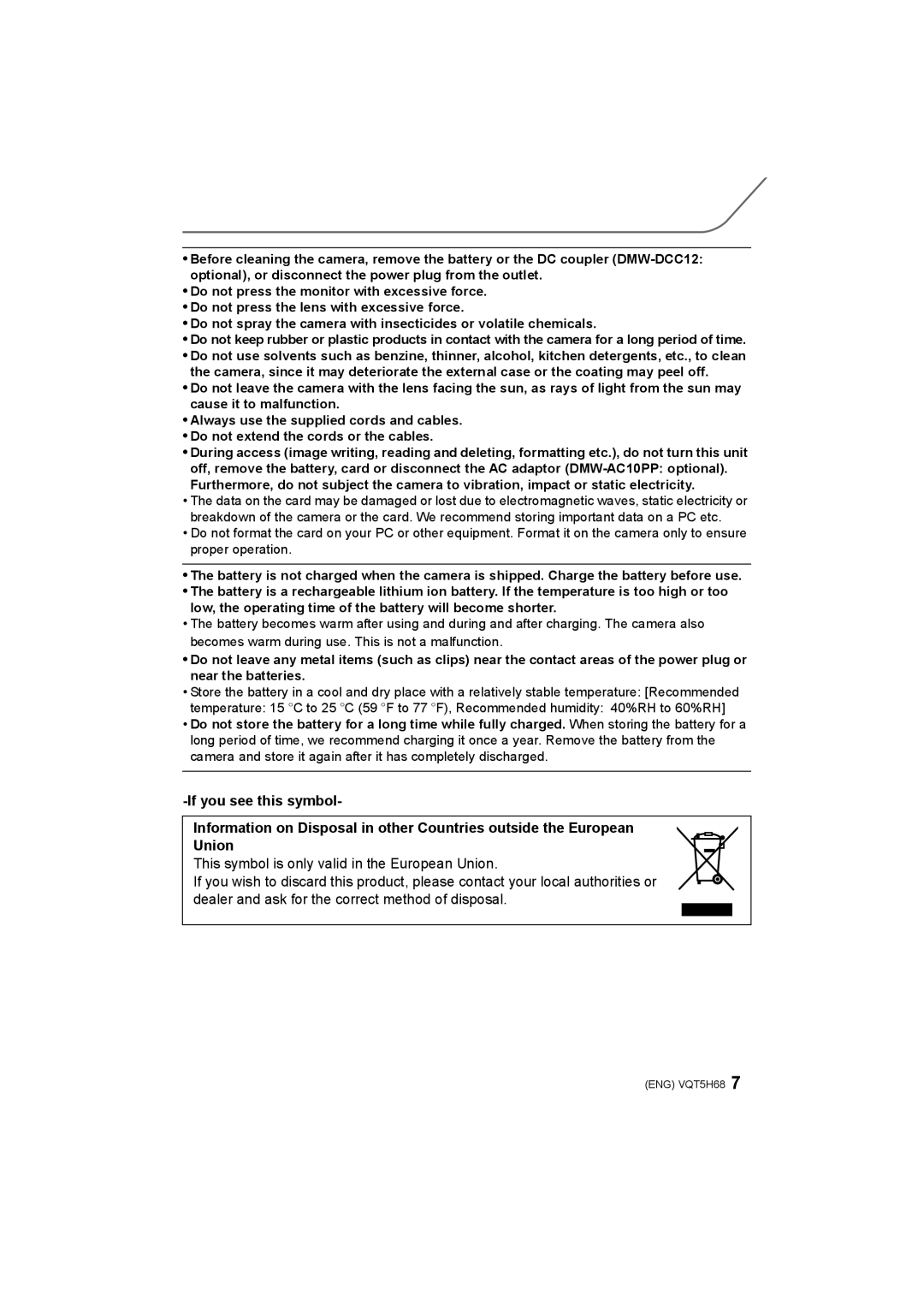 Panasonic DMC-GH4 owner manual ENG VQT5H68 