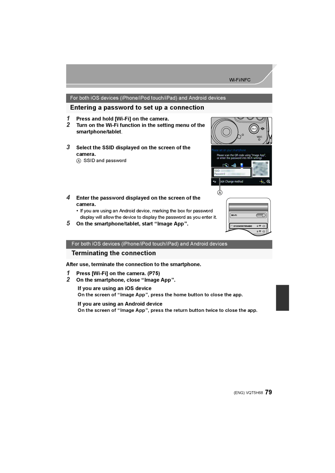 Panasonic DMC-GH4 Enter the password displayed on the screen of the camera, On the smartphone/tablet, start Image App 