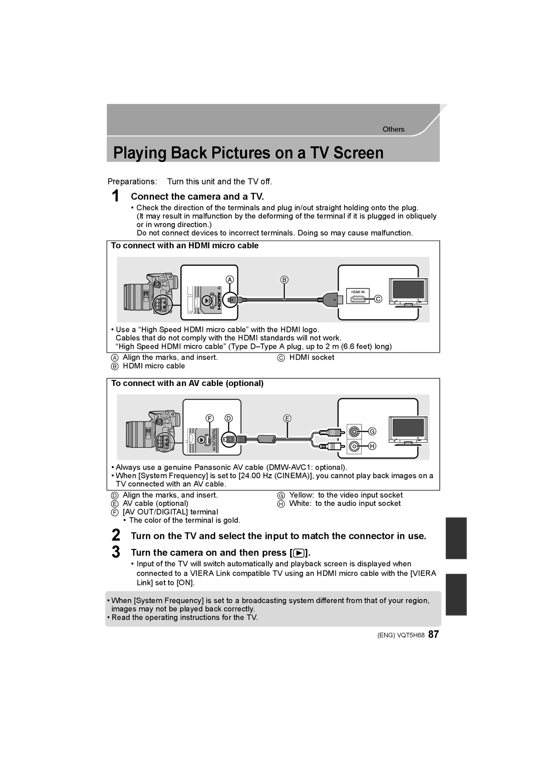 Panasonic DMC-GH4 owner manual Connect the camera and a TV, Preparations Turn this unit and the TV off 