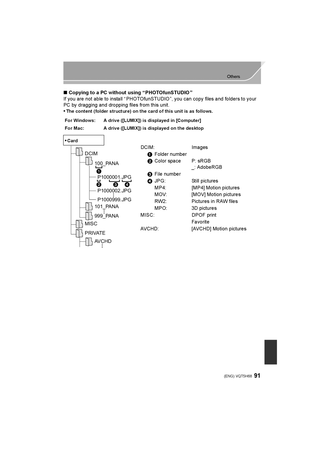 Panasonic DMC-GH4 owner manual Copying to a PC without using PHOTOfunSTUDIO 