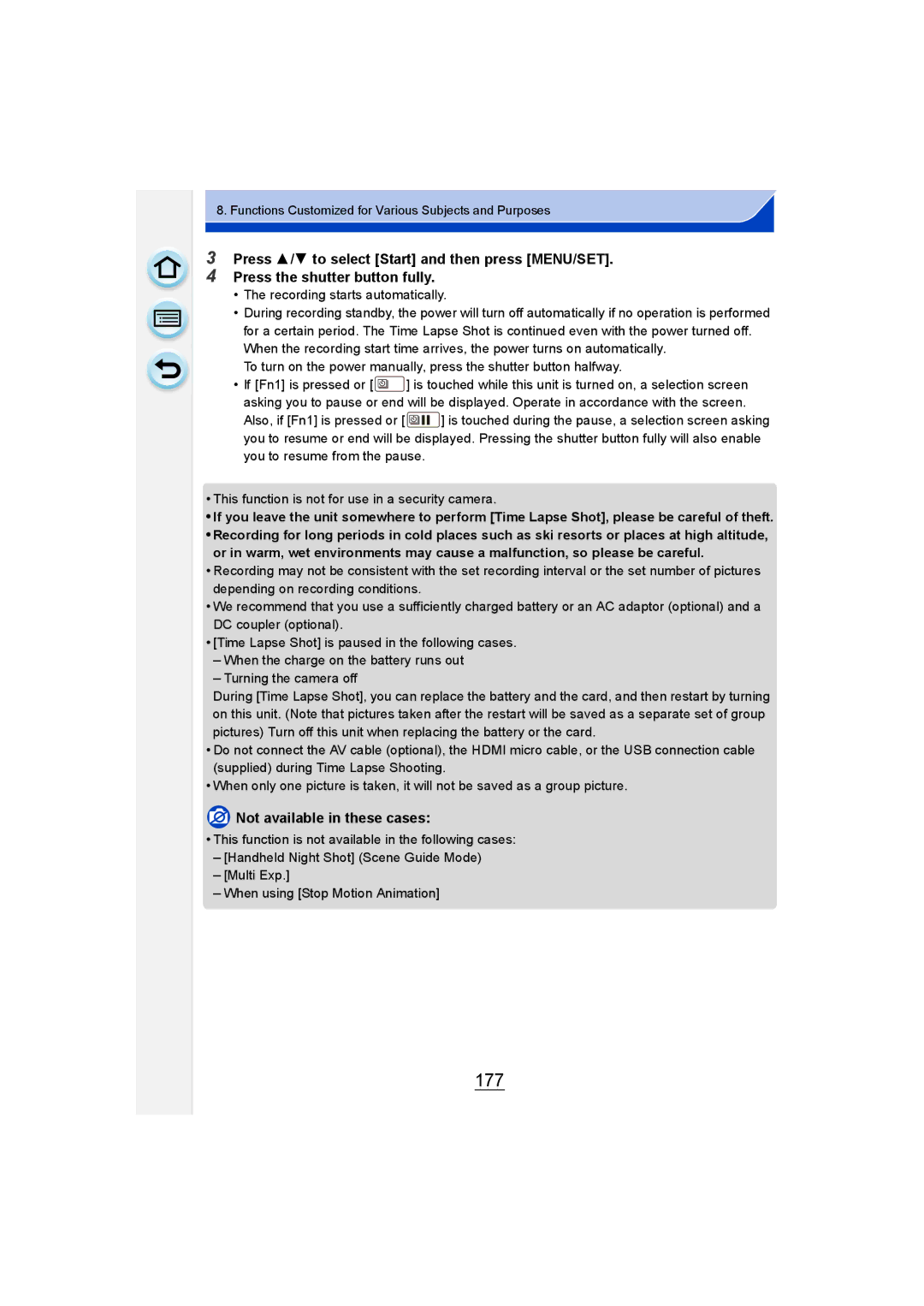 Panasonic DMC-GM1 owner manual 177, Recording starts automatically 