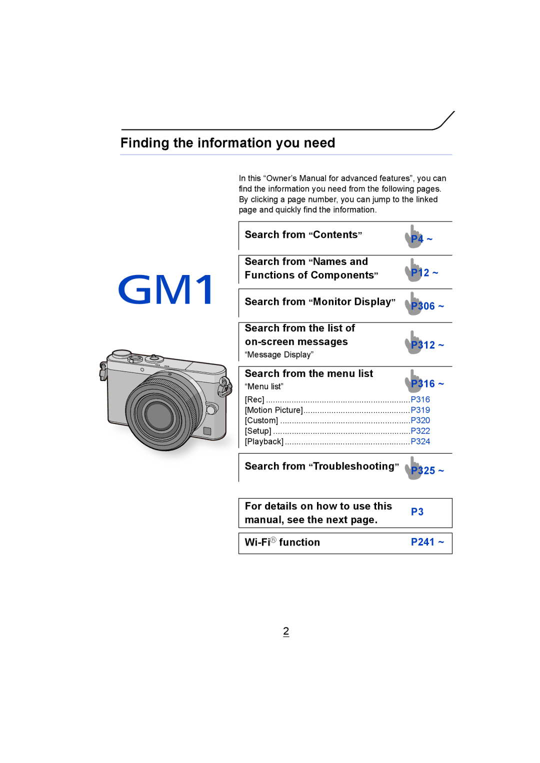 Panasonic DMC-GM1 owner manual P319, P320, P322, P324 