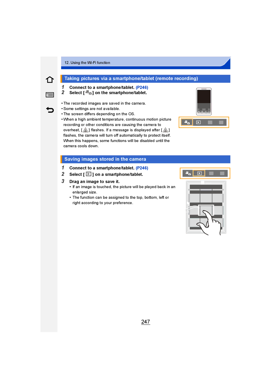 Panasonic DMC-GM1 247, Taking pictures via a smartphone/tablet remote recording, Saving images stored in the camera 