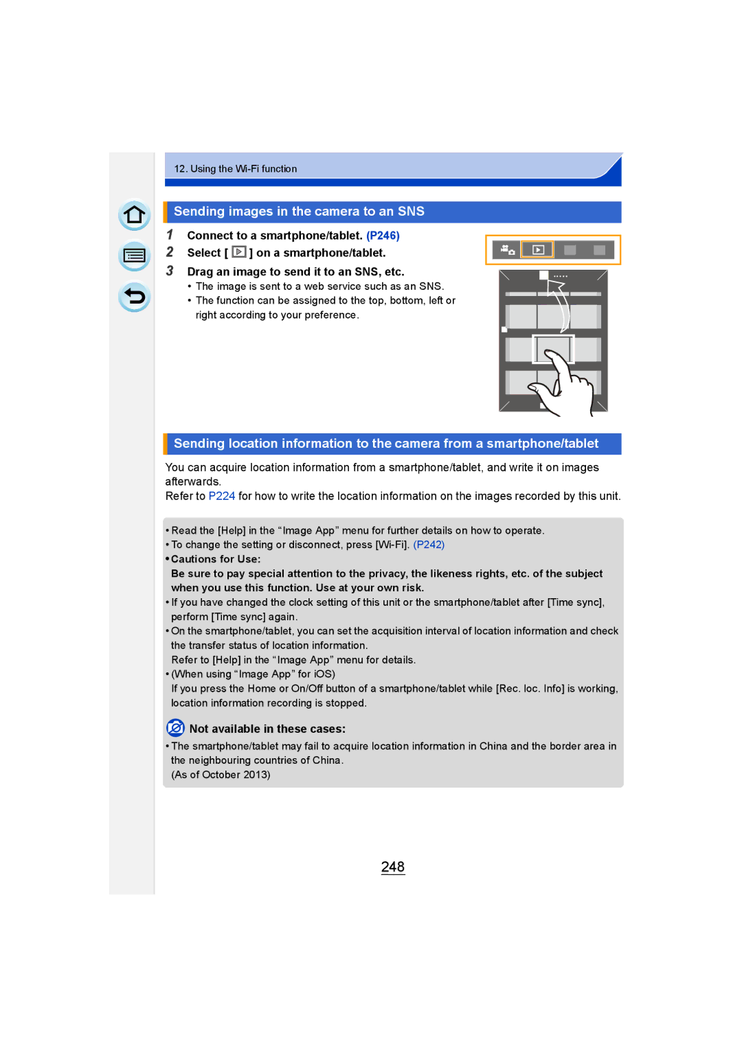 Panasonic DMC-GM1 owner manual 248, Sending images in the camera to an SNS 