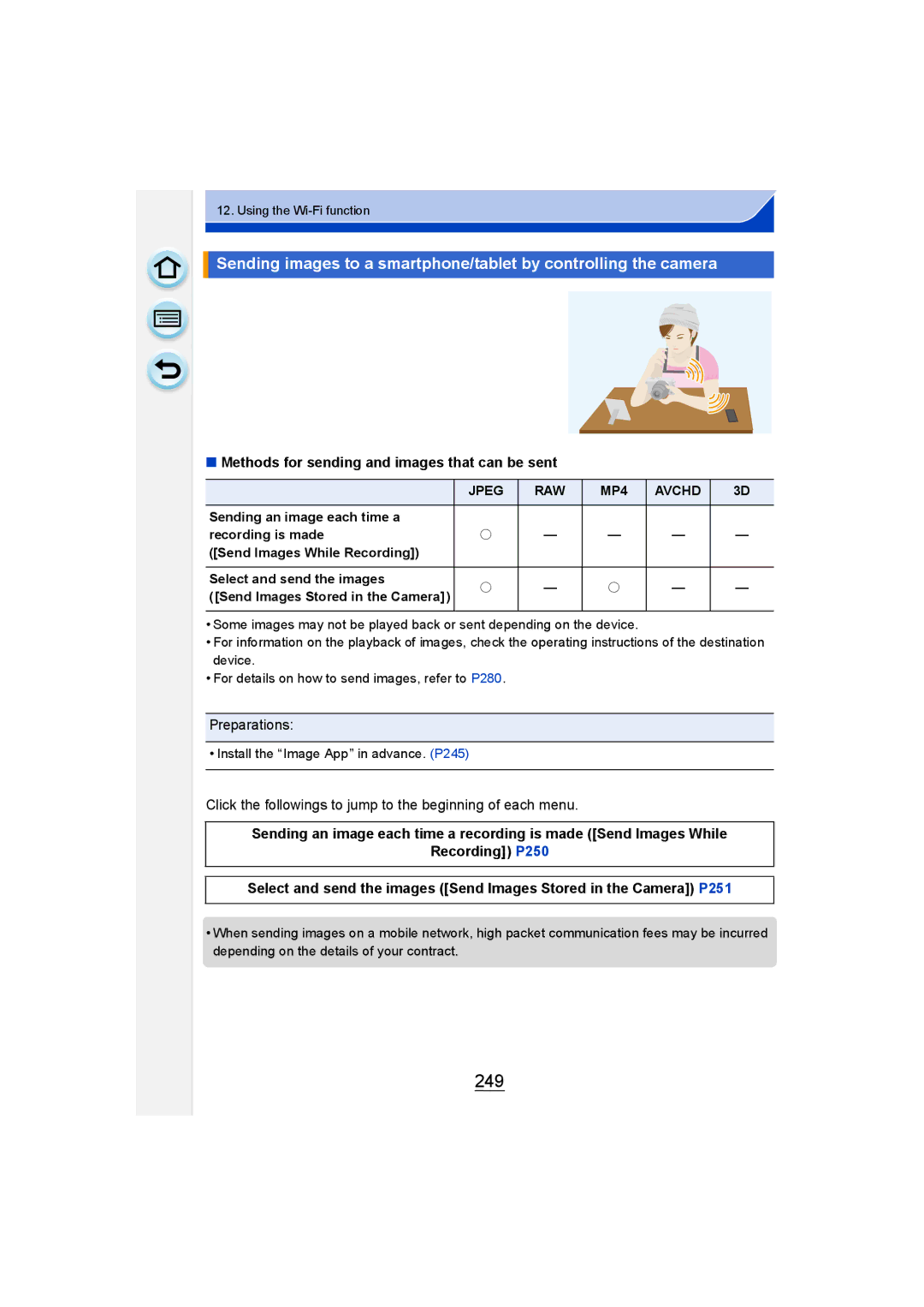 Panasonic DMC-GM1 owner manual 249, Methods for sending and images that can be sent 