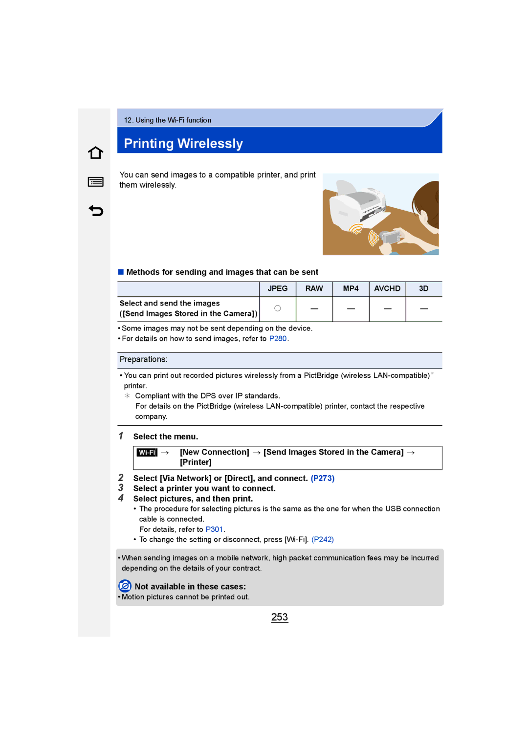 Panasonic DMC-GM1 owner manual Printing Wirelessly, 253, Select and send the images Send Images Stored in the Camera 