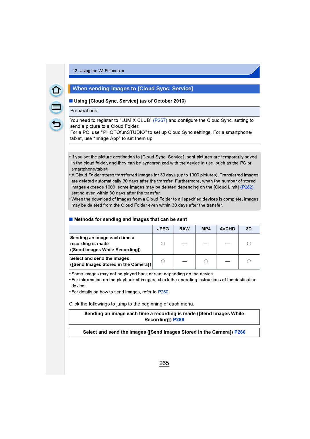 Panasonic DMC-GM1 owner manual 265, When sending images to Cloud Sync. Service, Using Cloud Sync. Service as of October 