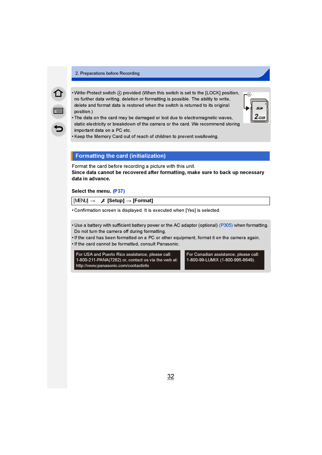 Panasonic DMC-GM1 Formatting the card initialization, Format the card before recording a picture with this unit 