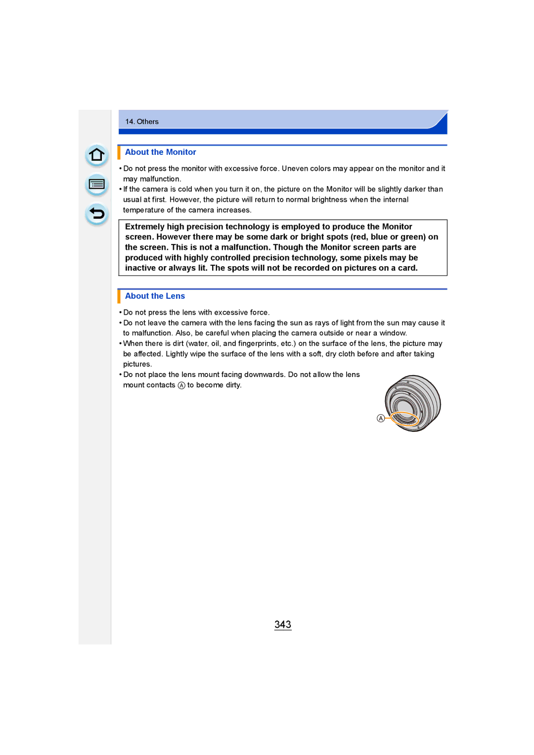 Panasonic DMC-GM1 owner manual 343, About the Monitor, About the Lens 