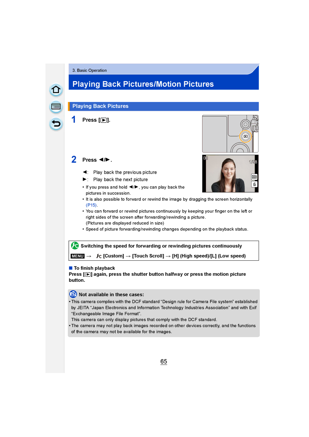 Panasonic DMC-GM1 owner manual Playing Back Pictures/Motion Pictures, Press Press 2 