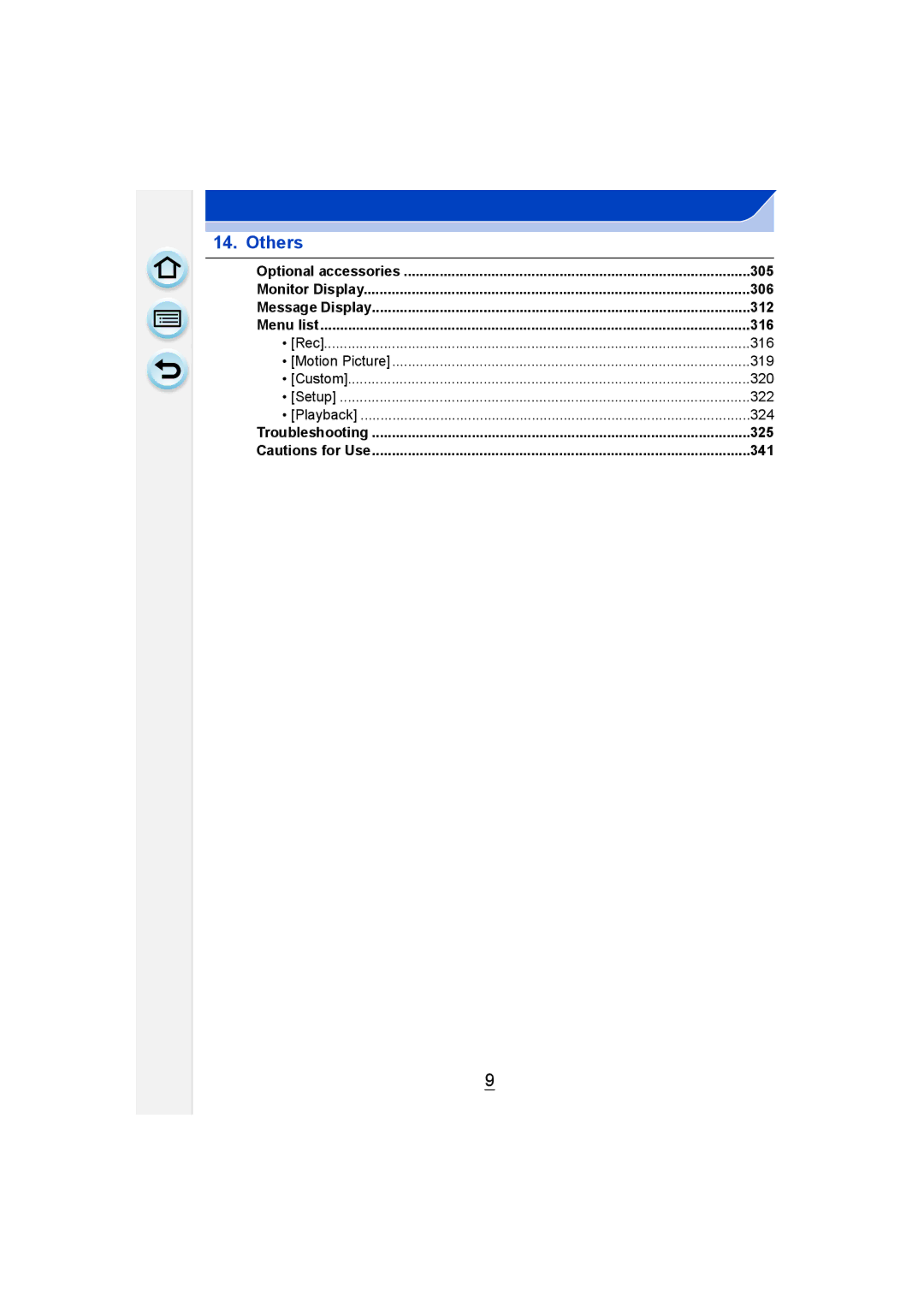 Panasonic DMC-GM1 owner manual 306, 312, 316, 319, 320, 322, 324, 325, 341 