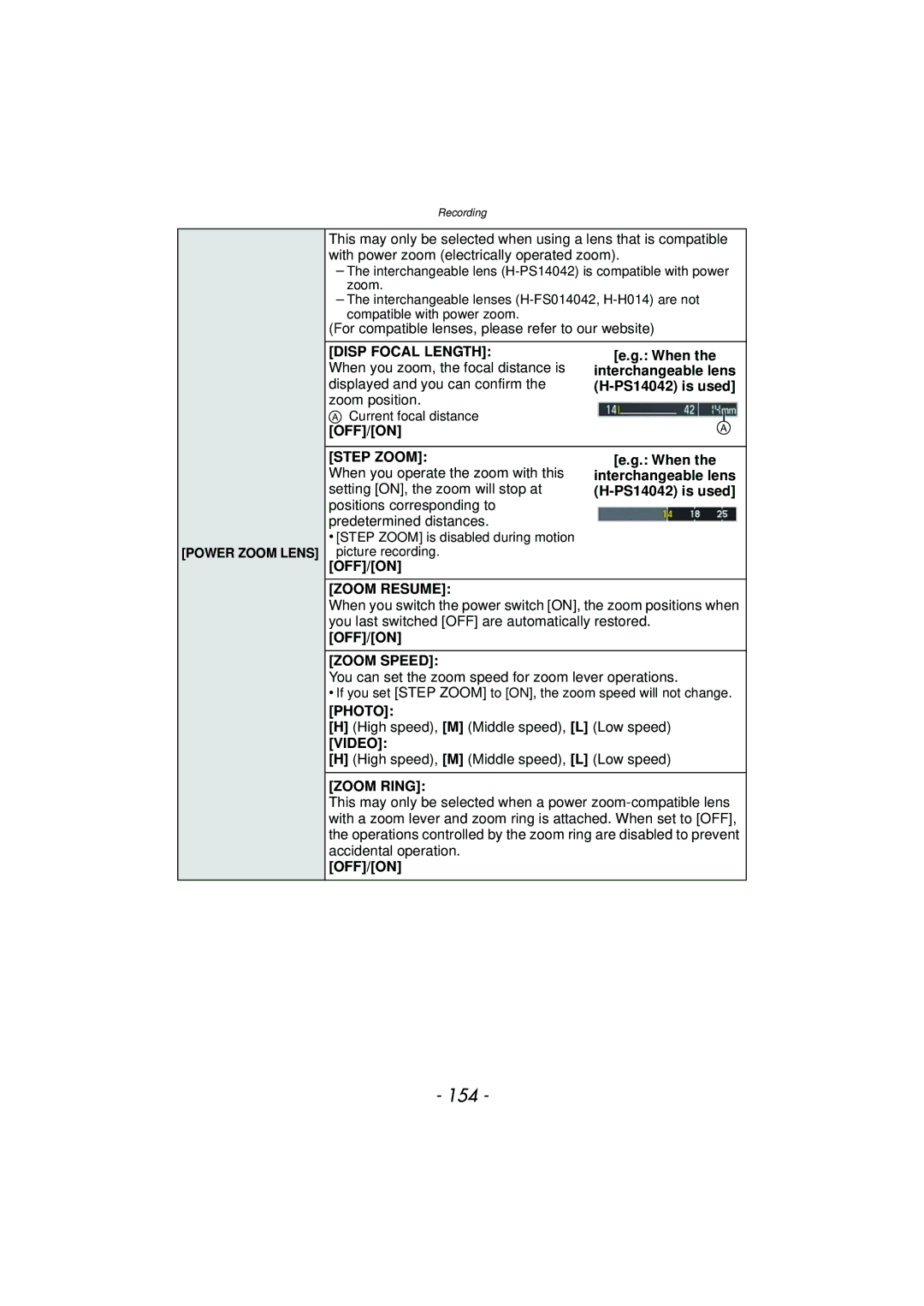 Panasonic DMCGX1KBODY, DMC-GX1, DMCGX1SBODY, DMCGX1XS owner manual 154 