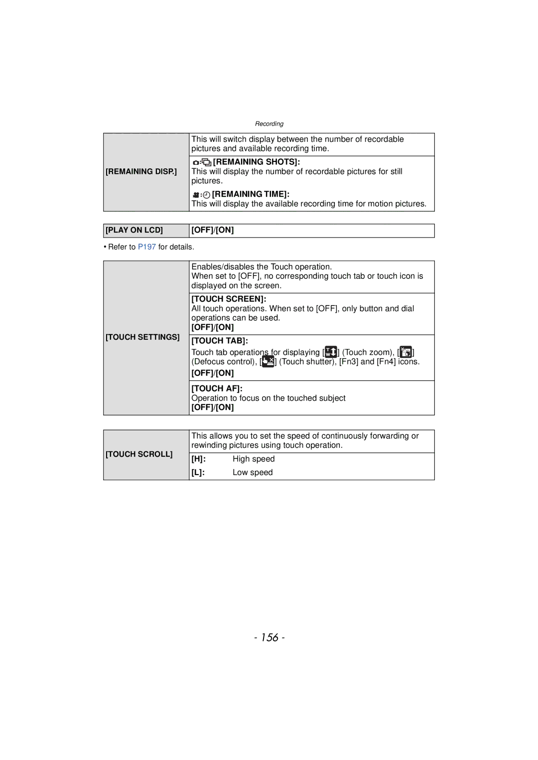 Panasonic DMC-GX1, DMCGX1SBODY, DMCGX1KBODY, DMCGX1XS owner manual 156 