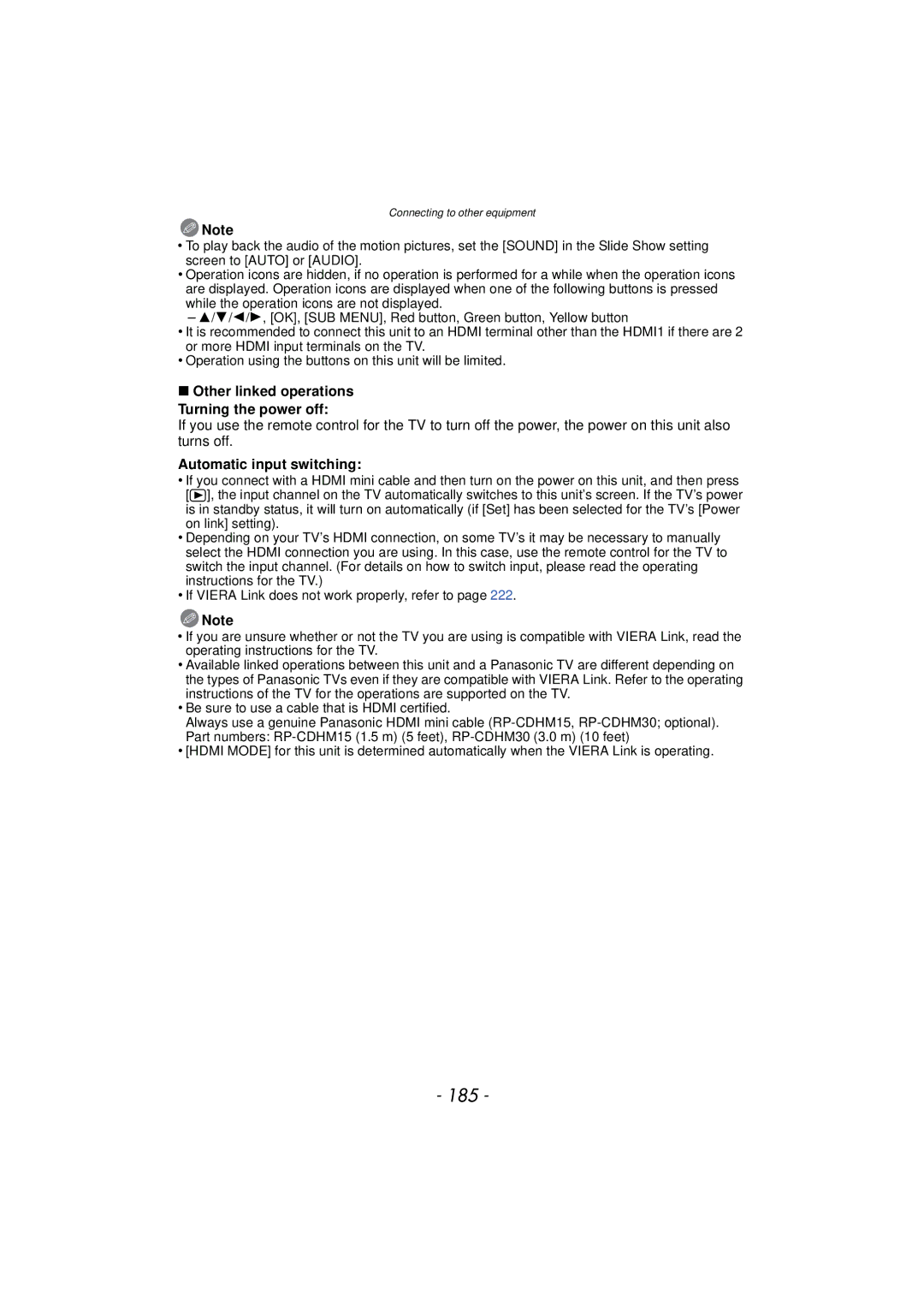 Panasonic DMCGX1SBODY, DMC-GX1, DMCGX1KBODY 185, Automatic input switching, Other linked operations Turning the power off 