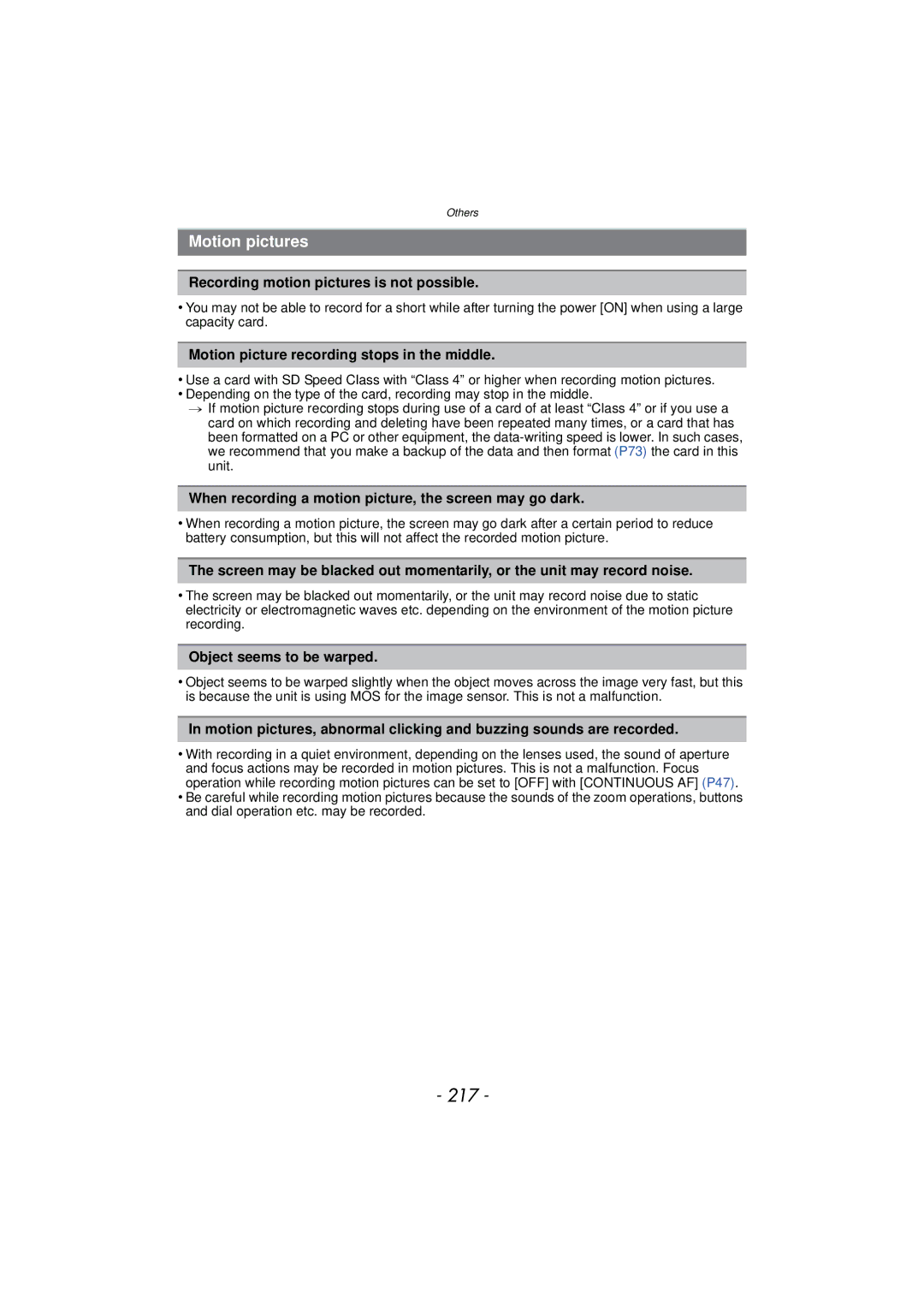 Panasonic DMCGX1SBODY, DMC-GX1, DMCGX1KBODY, DMCGX1XS owner manual 217, Motion pictures 