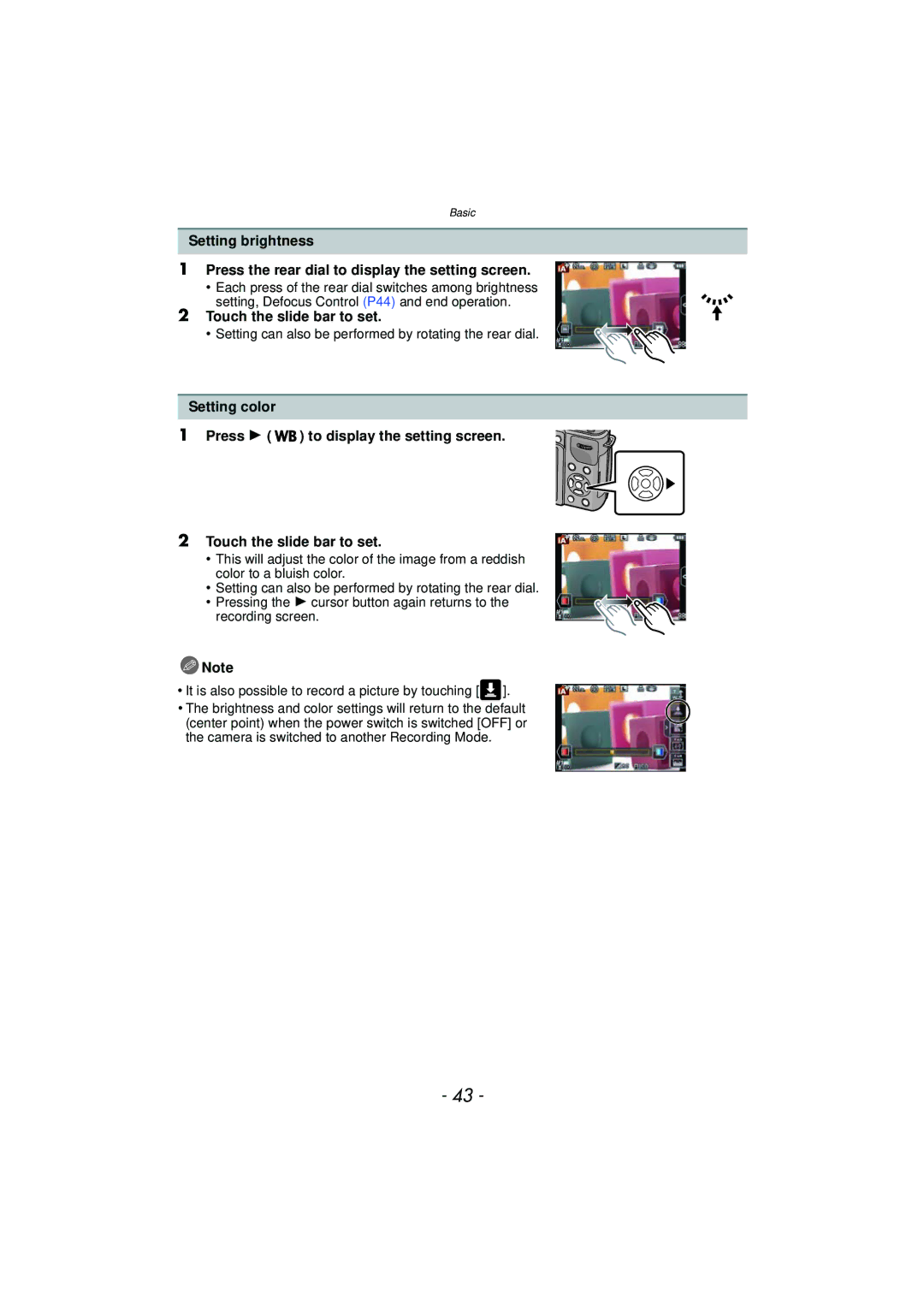 Panasonic DMCGX1XS, DMC-GX1, DMCGX1SBODY, DMCGX1KBODY owner manual Touch the slide bar to set 