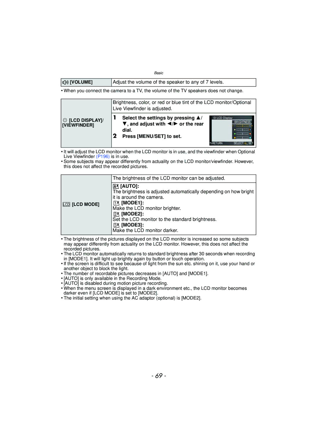 Panasonic DMCGX1SBODY, DMC-GX1, DMCGX1KBODY, DMCGX1XS owner manual „ Auto, MODE1, MODE2, MODE3 