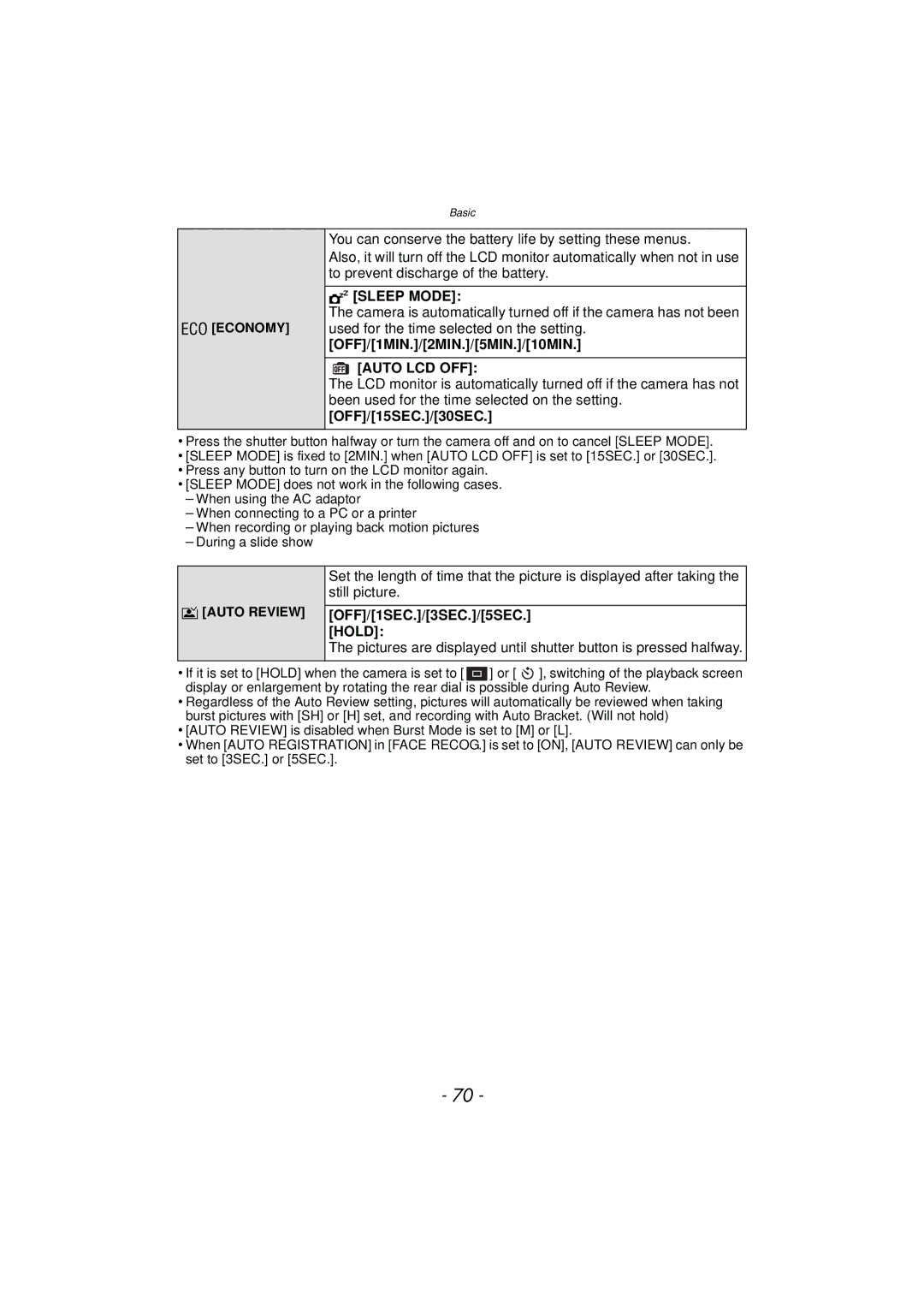 Panasonic DMCGX1KBODY, DMC-GX1, DMCGX1SBODY, DMCGX1XS owner manual Auto LCD OFF, Hold 