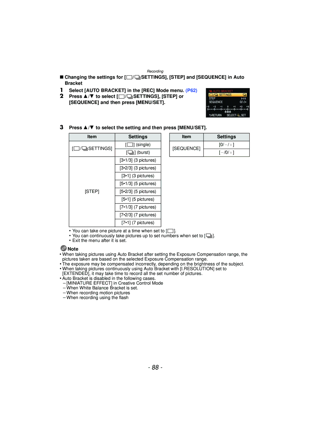 Panasonic DMC-GX1, DMCGX1SBODY, DMCGX1KBODY, DMCGX1XS owner manual Settings 