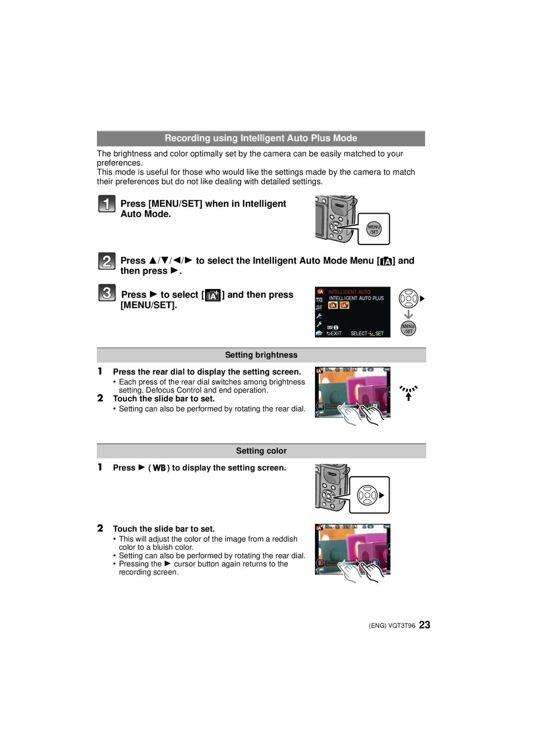 Panasonic DMCGX1XK, DMC-GX1K, DMC-GX1X owner manual Recording using Intelligent Auto Plus Mode, Touch the slide bar to set 