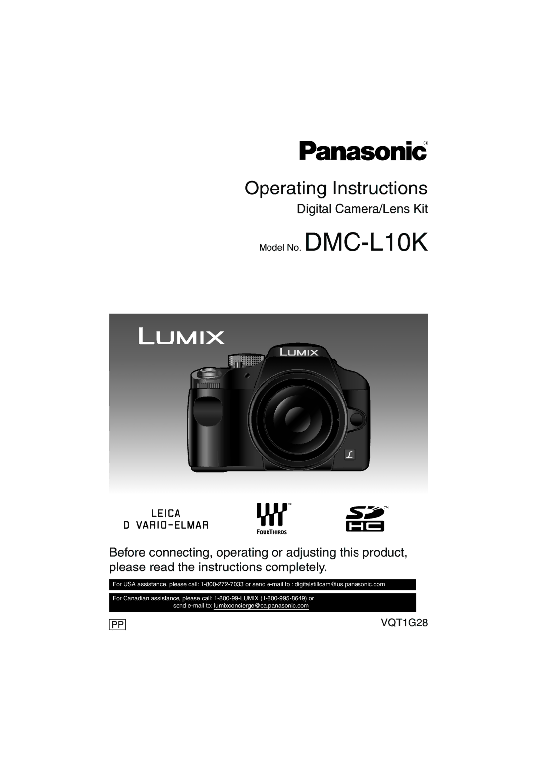 Panasonic DMC-L10K operating instructions Operating Instructions 