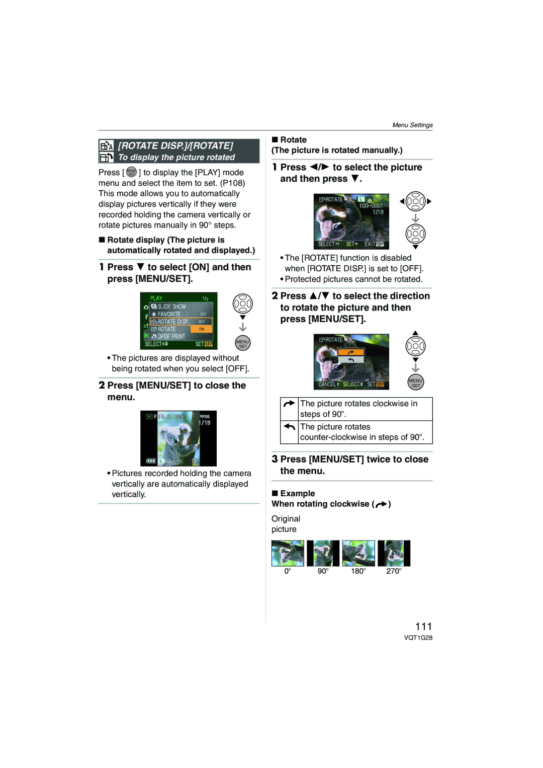 Panasonic DMC-L10K 111, Rotate DISP./ROTATE, To display the picture rotated, Rotate Picture is rotated manually 