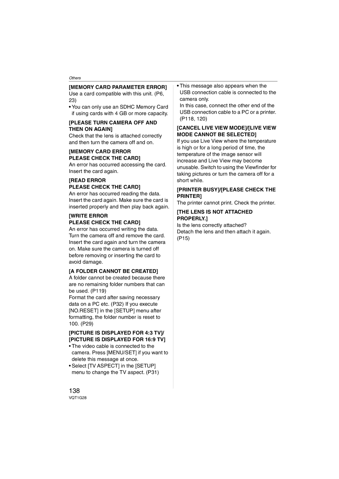 Panasonic DMC-L10K operating instructions 138 