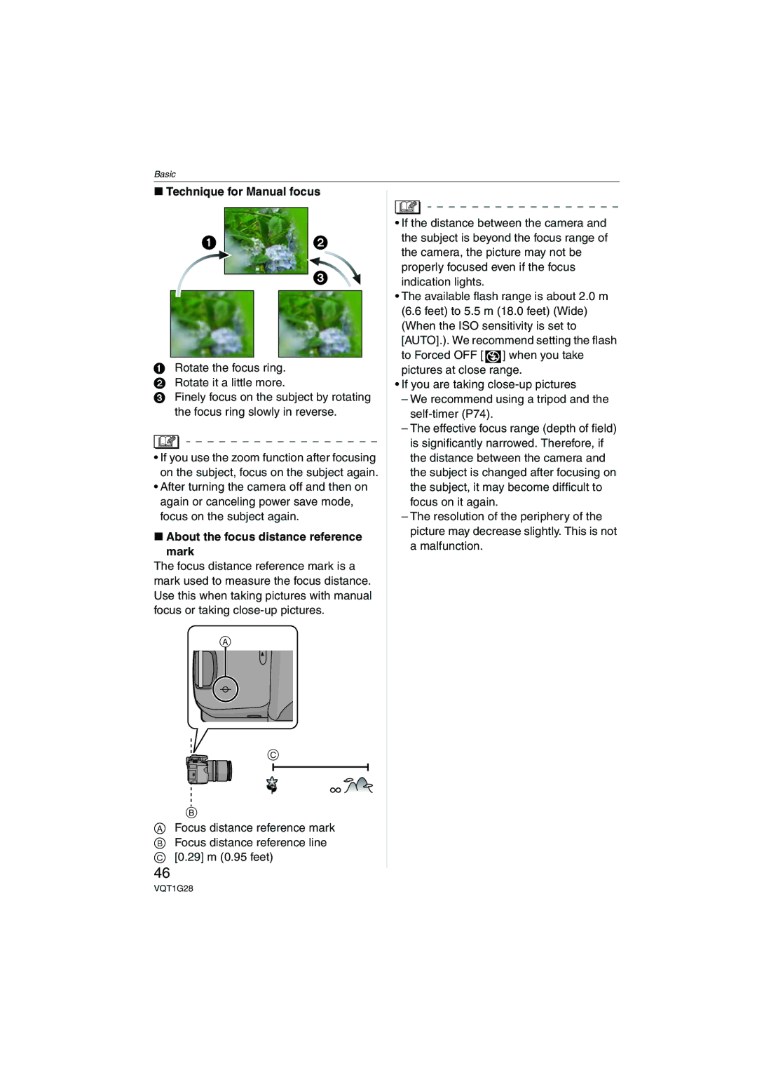 Panasonic DMC-L10K operating instructions Technique for Manual focus, About the focus distance reference Mark 