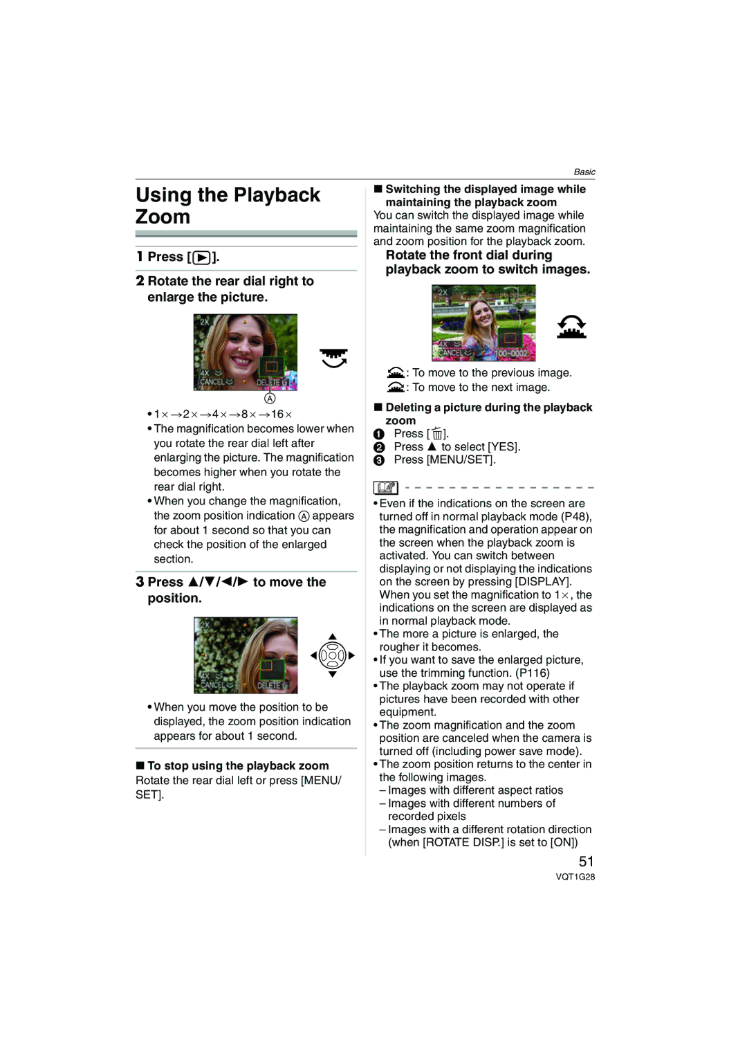 Panasonic DMC-L10K operating instructions Using the Playback Zoom, Press Rotate the rear dial right to enlarge the picture 