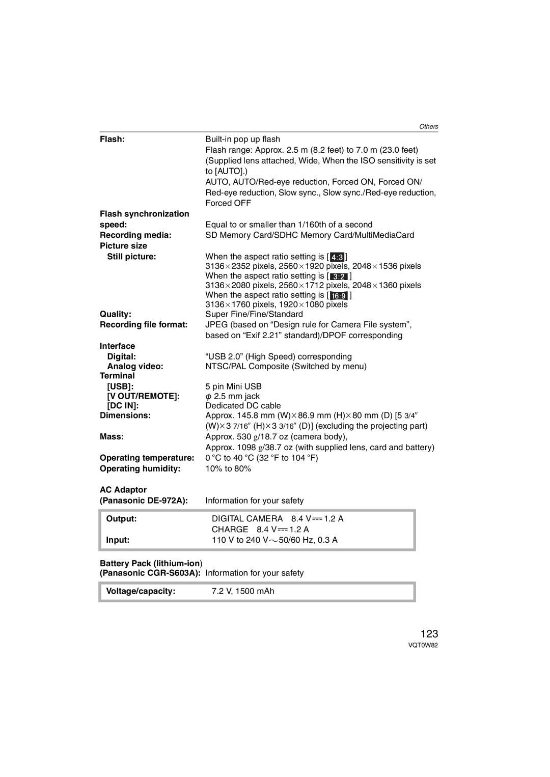 Panasonic VQT0W82, DMC-L1K operating instructions 123, Out/Remote 