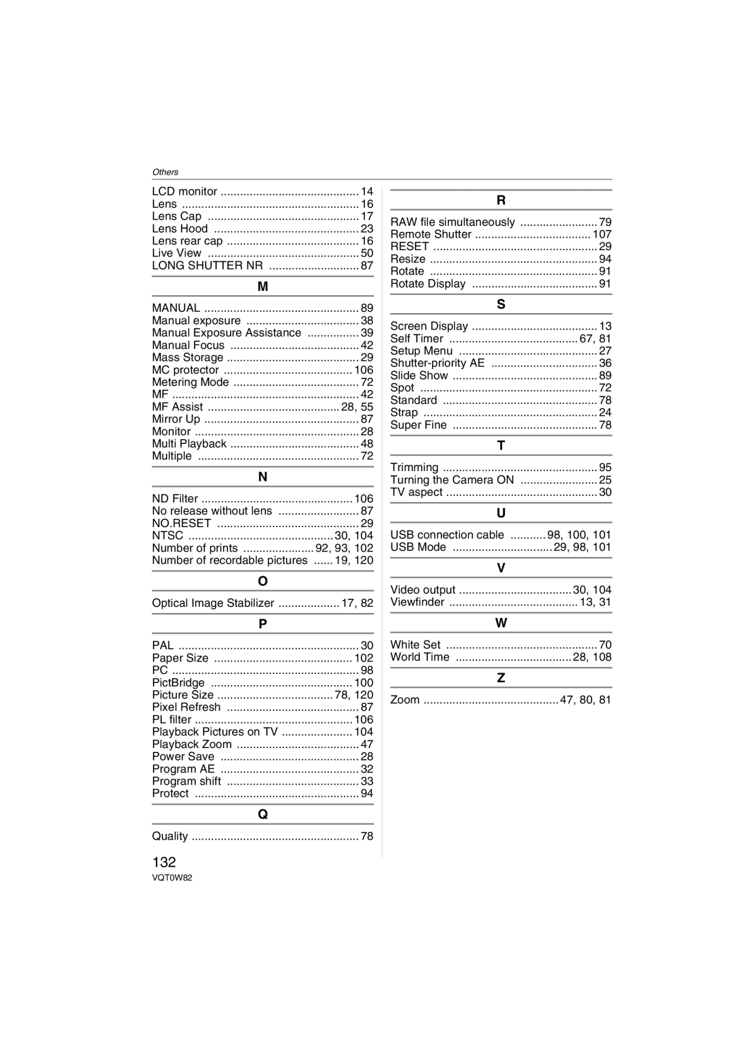 Panasonic DMC-L1K, VQT0W82 operating instructions 132 